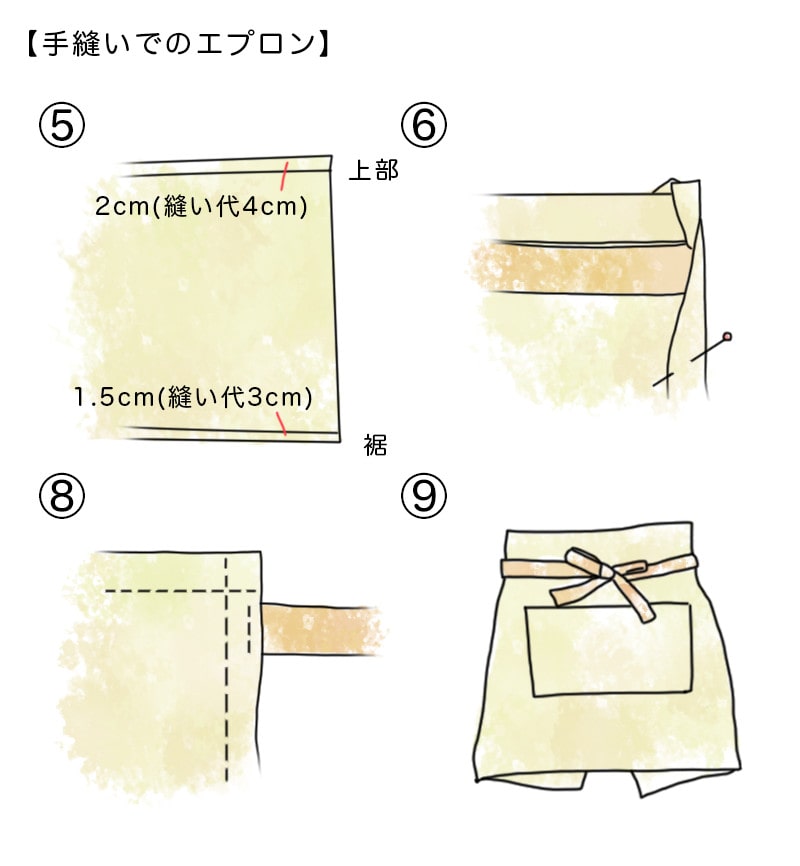 型紙あり！ おうちカフェにもおすすめ！簡単シンプルな男女兼用ギャルソンエプロンの作り方縫いナビ