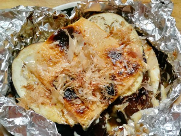 オーブントースター調理☆なす&豚こまのホイル焼き