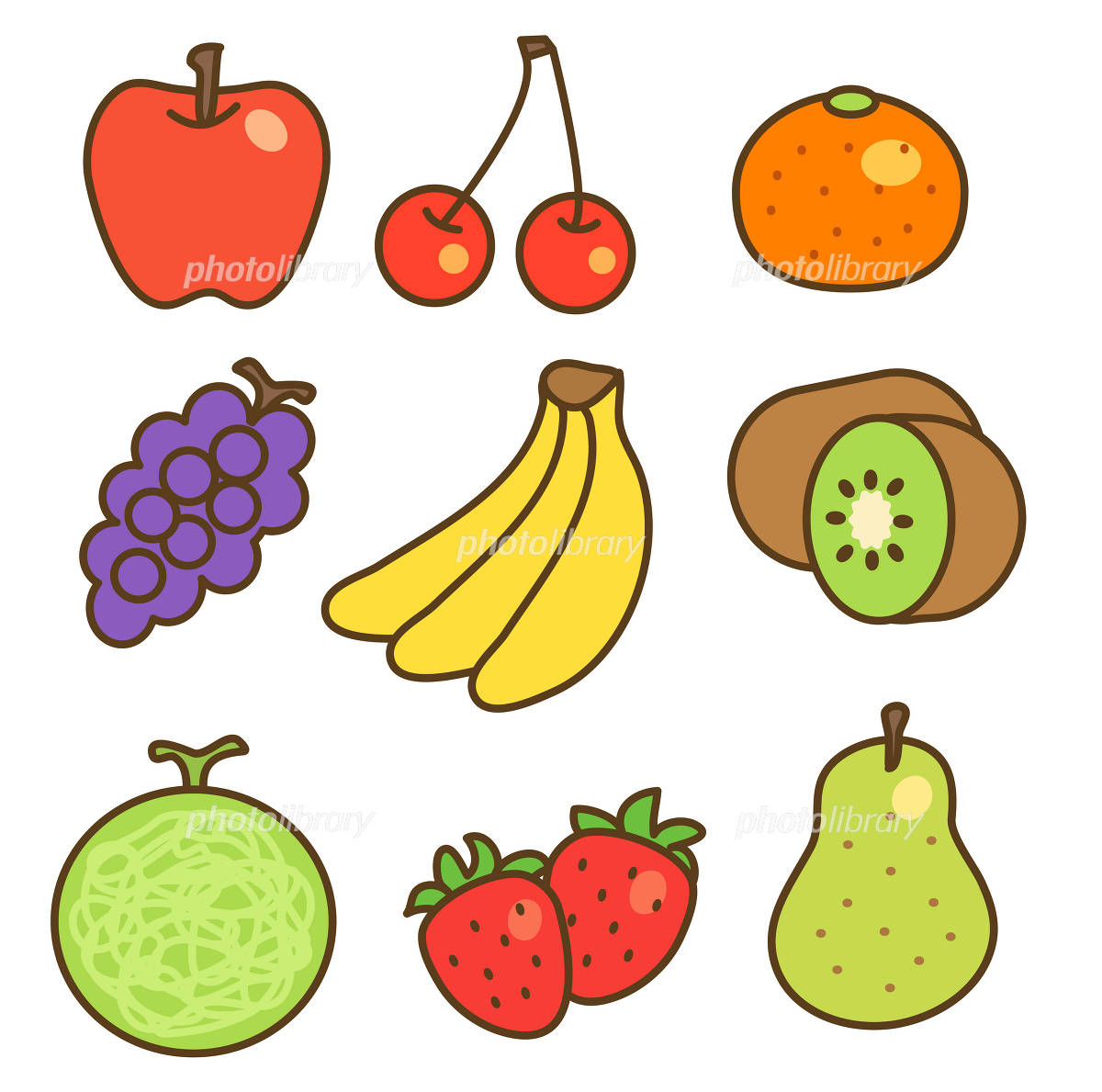 フルーツ盛り合わせ 果物の手描き水彩イラスト素材のイラスト素材FYI07844651ストックフォトの QleanMarket キュリンマーケット