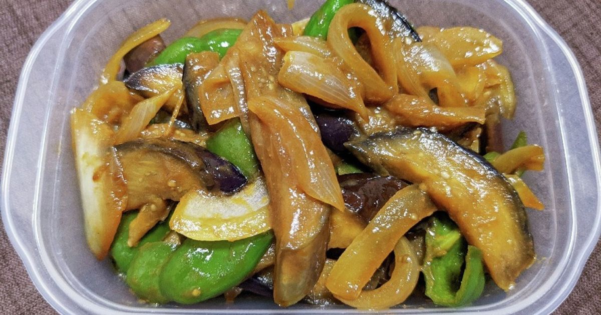 なす・ピーマン・玉ねぎの甘味噌炒め♪