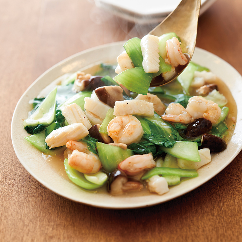 エビとイカのチリソース塩尻市給食レシピサイト こんこんレシピ