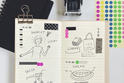 端から“こんにちは”が可愛い♪手帳で簡単「丸シール」活用アイデア - 朝時間.jp