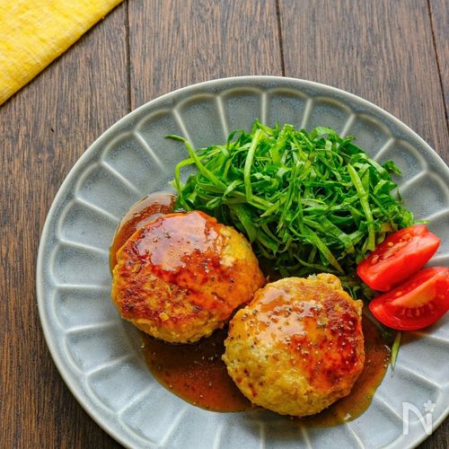 めんつゆレモンソースの豆腐ハンバーグ 2対1で豆腐が多め♪