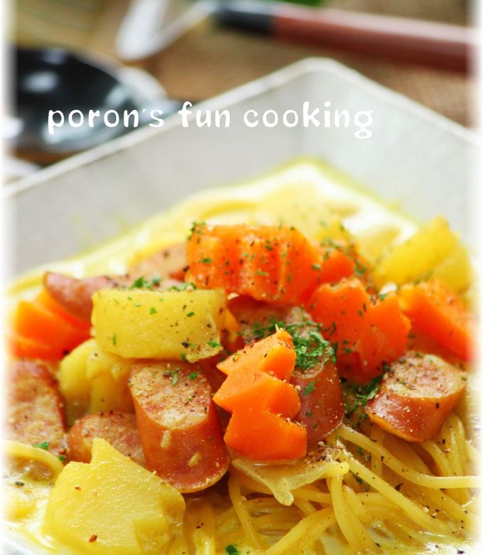 ワンパンで作る キーマカレーパスタ