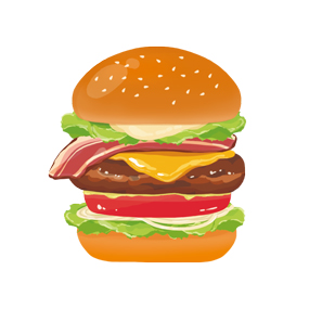 ハンバーガープレート 食べ物 無料イラスト素材Good