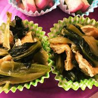 レンジでじゅわっと♡『小松菜とにんじんと油揚げの煮浸し』