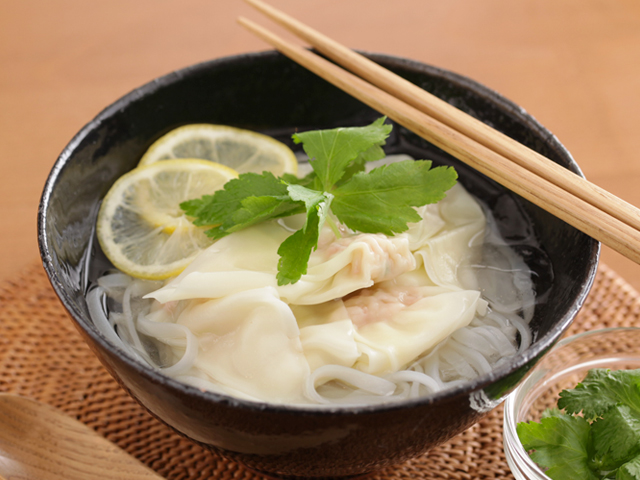 海老ワンタンの冷製フォー風のレシピ 餃子・ワンタン おいしいおすすめ料理レシピ 紀文食品