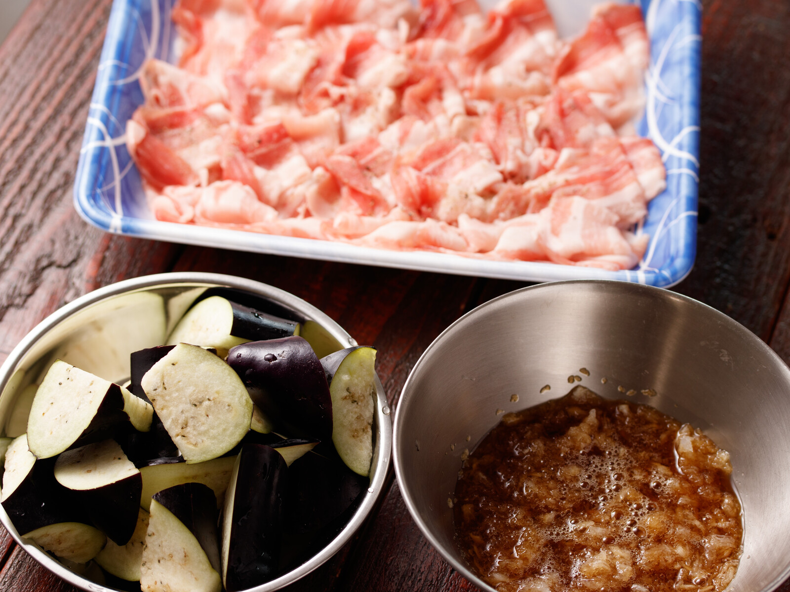 ピーマンと茄子と豚肉大根おろしポン酢