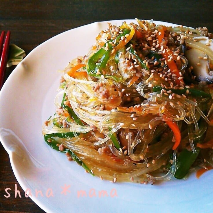 野菜た～ぷりヘルシー♪フライパン1つでひき肉チャプチェ♪