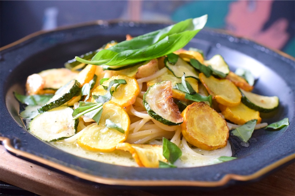 ズッキーニとスライスアーモンドのリングイネ 〜こんぶレシピ - こんぶネット