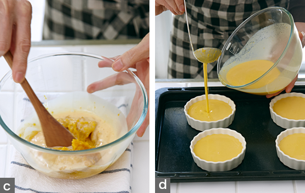 栗原はるみさんのレシピでかぼちゃプリン作り布花アクセサリー anemone