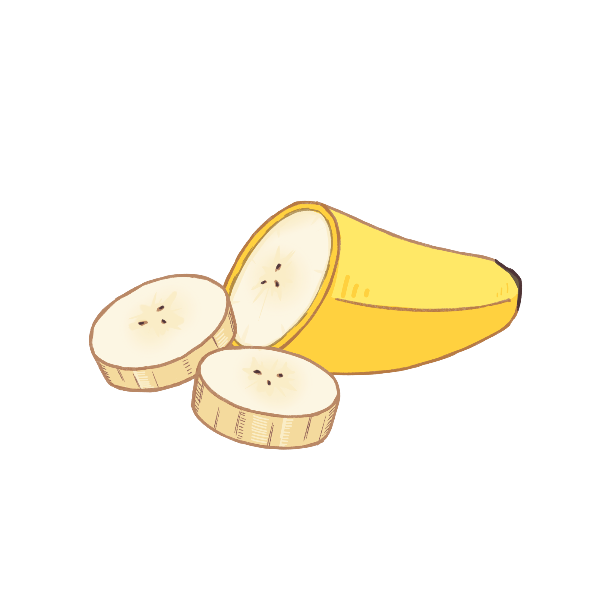 バナナキャラクターイラストのフリー素材イラストイメージ