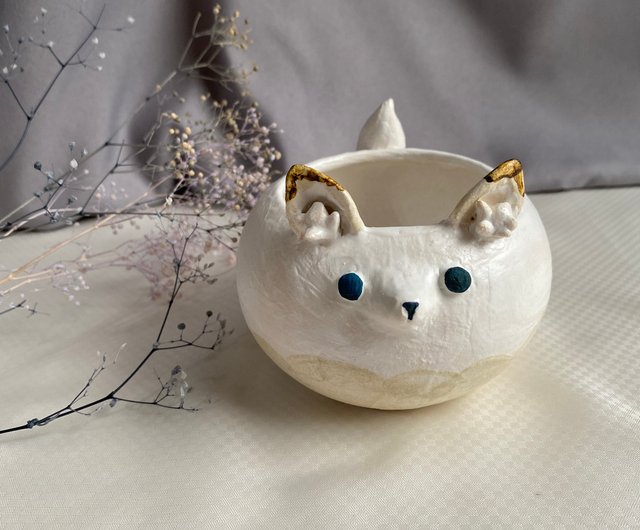 オリジナル一点物＞手びねり片手花瓶 どくだみそうモチーフ花瓶 フラワーベース 手作り 陶芸 ハンドメイド わらべ工房 akn011-04 -鹿児島県阿久根市ふるさとチョイス - ふるさと納税サイト