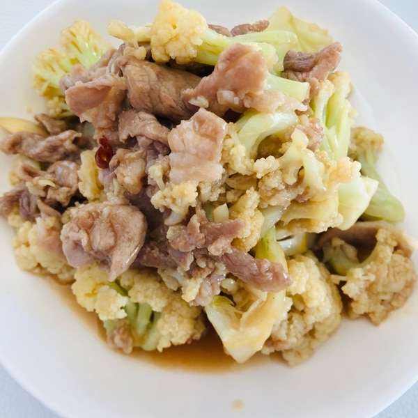 カリフラワーと豚肉のオイスター炒め