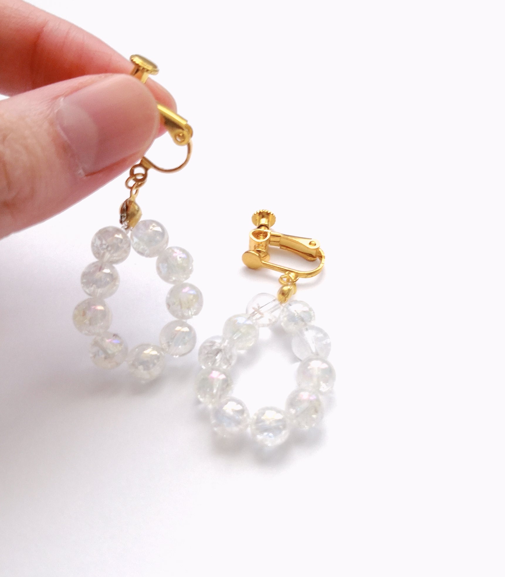 ビーズボールイヤリングの作り方ピアス・イヤリングアクセサリー アトリエハンドメイドレシピ 作り方 と手作り情報サイト