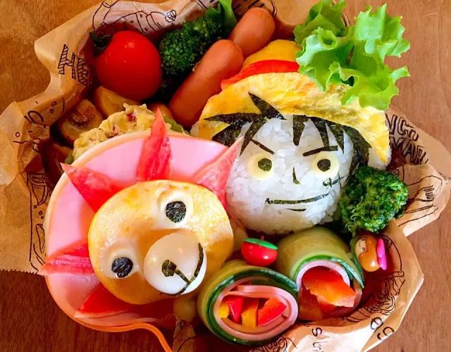 @ryoo08180に返信キャラ弁 お弁当 onepieceワンピース onepiecefilmredワンピースフィルムレッドluffyルフィ tiktok夏祭りグルメ
