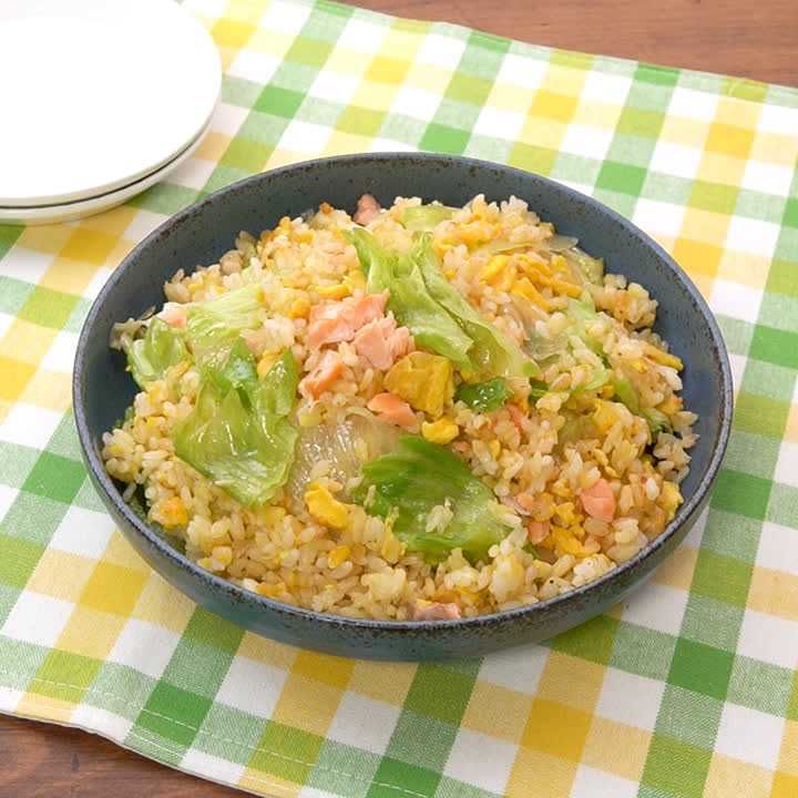 鮭とホウレン草のチャーハン