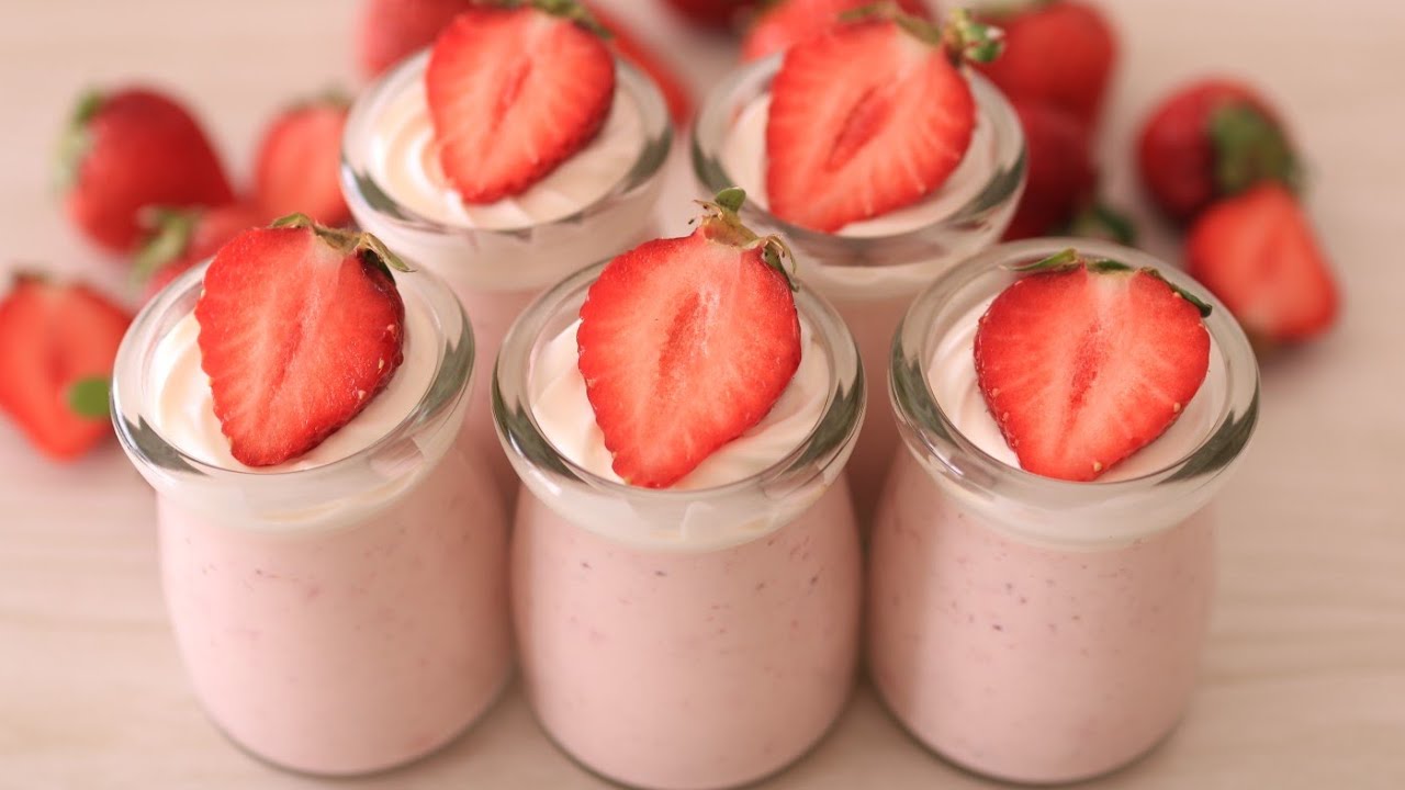 いちごジャムで簡単いちごミルクプリン : kana-kitchen