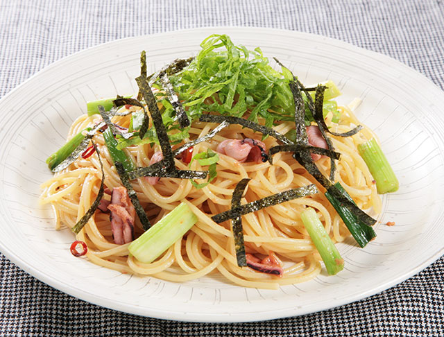 いかの塩辛とキャベツのパスタ