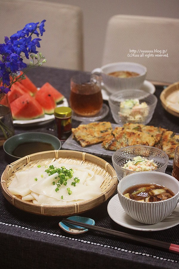 献立 肉ひもかわうどんとちょいちょいおかず達。～「例えば」と「予約システム」～ : るぅのおいしいうちごはん Powered by ライブドアブログ