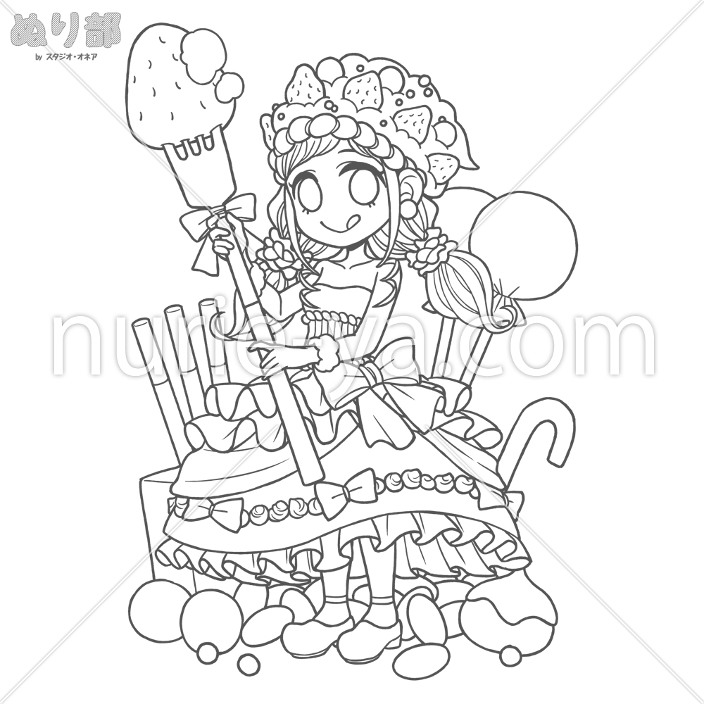 無料ダウンロード ケーキのぬりえいちごドリル