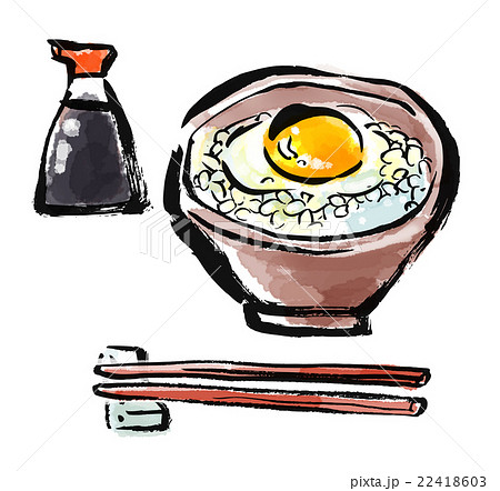 フリーイラスト卵かけごはんにかけるしょう油パブリックドメインQ：著作権フリー画像素材集