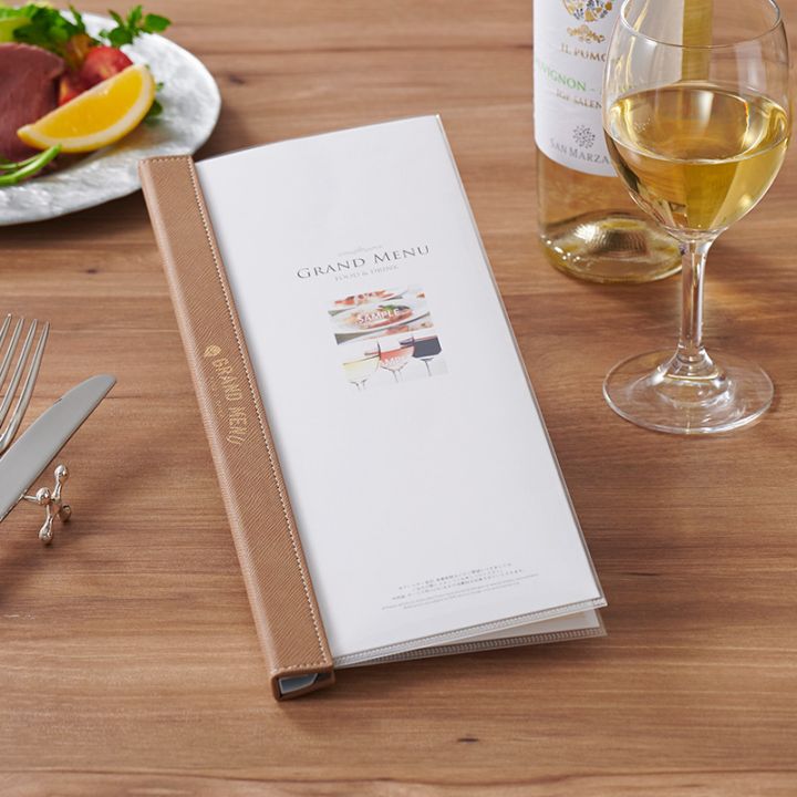 Amazonｇｇｋｋ メニューブック 4ページ おしながき たて長 縦長 ドリンクメニュー メニュー表 メニュー帳 ワインリスト カフェ バーbar 飲食店 備品 洋風 和風 yyb-cp01-br-2set2冊, ブラウンメニュースタンド産業・研究開発用品