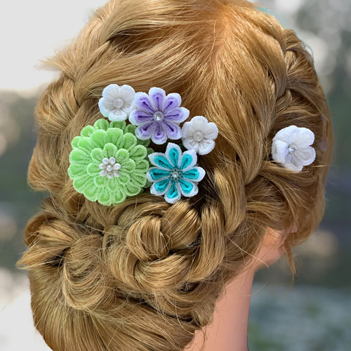 作り方 つまみ細工の洋風髪飾り！簡単に作れる案内シート無料配布♪シロクマノート