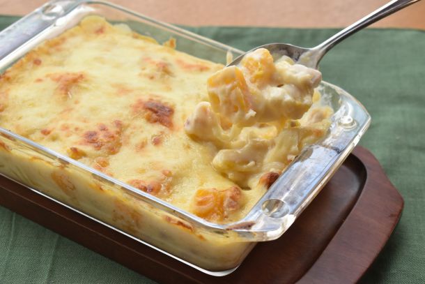 かぼちゃとベーコンのスパイシーグラタ バターナッツかぼちゃ