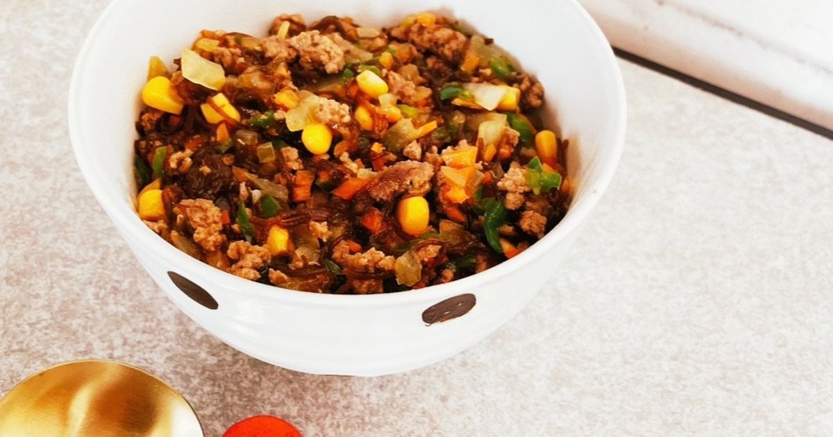 ♡豚ひき肉とパプリカの甘辛のっけ丼♡