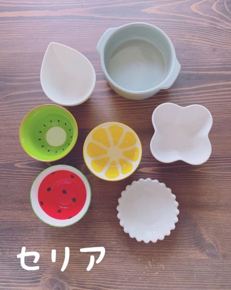 くま豆皿seria 離乳食食器ベビー皿醤油差しピンクくま