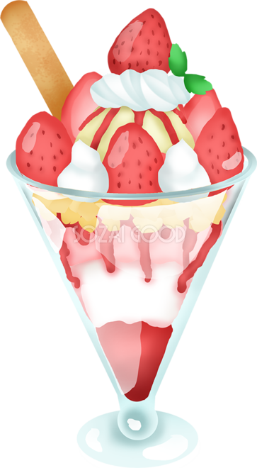 A4ヴィンテージ・スイーツ・イラスト ― 抹茶パフェとフルーツの美しき饗宴