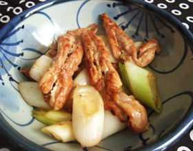 ねぎ味噌バターポテト・ねぎ塩せせりこんにゃく・空芯菜と炒り卵のごま塩昆布ナムル旅は未知連れ酔わな酒