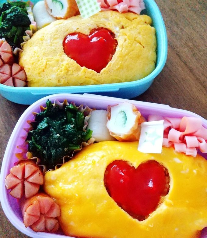 基本の薄焼き卵deひよこオムライス弁当♪