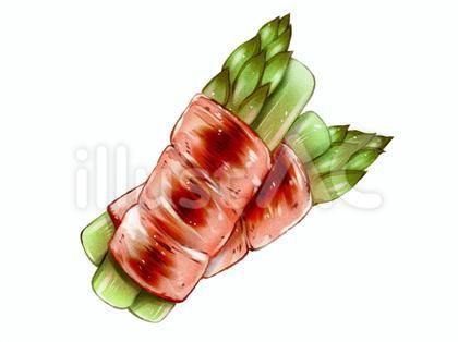 アスパラベーコン巻きの焼き鳥イラストのイラスト素材 無料 ソーガ