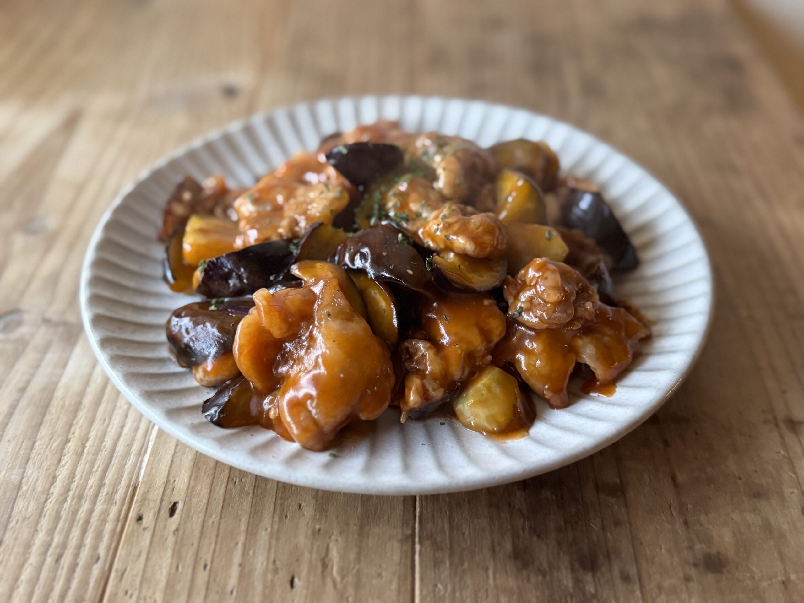 プリマハムレシピなすのレンチン酢豚