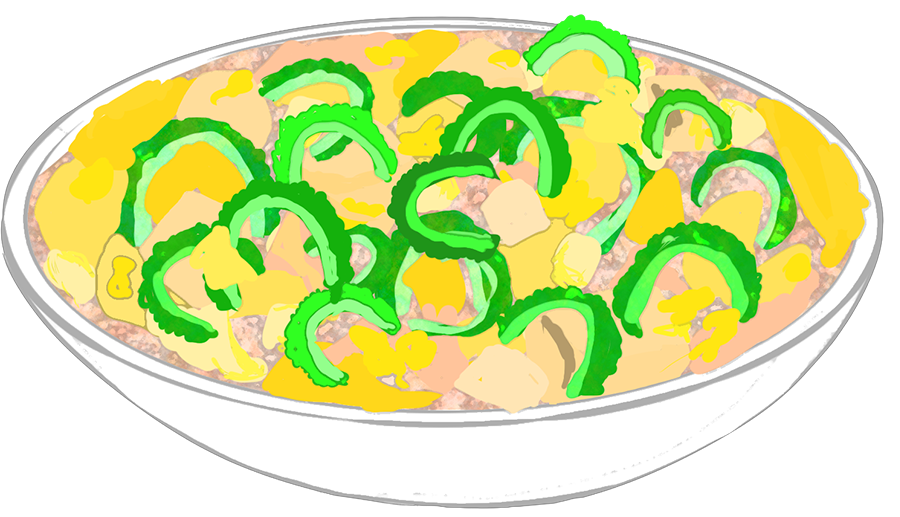 ゴーヤチャンプルーのイラスト １フリーイラスト素材 変な絵.net