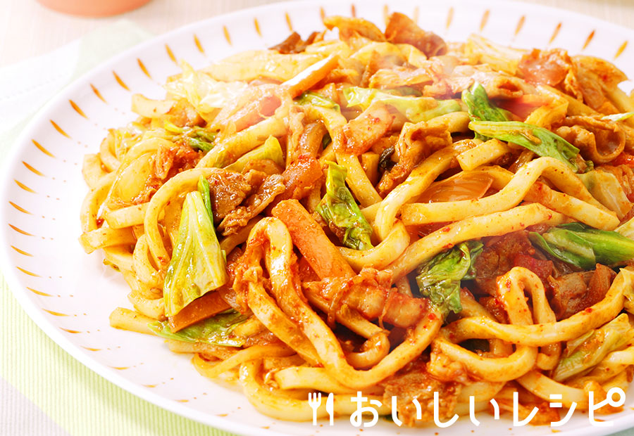 キムチ鍋の残りで、キムチ鍋うどん