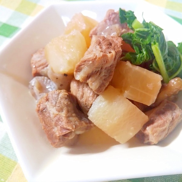 味付け簡単！ 牛すじとごぼうの塩麹煮