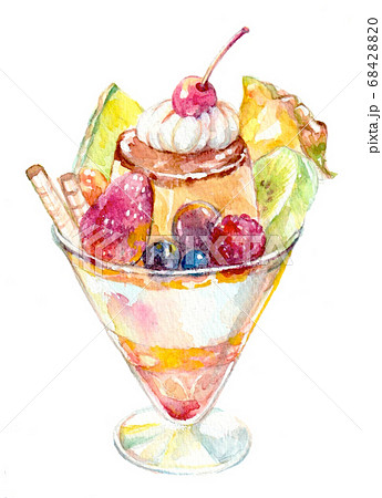 チョコレートパフェと、イチゴパフェのイラスト素材のイラスト素材71266307- PIXTA