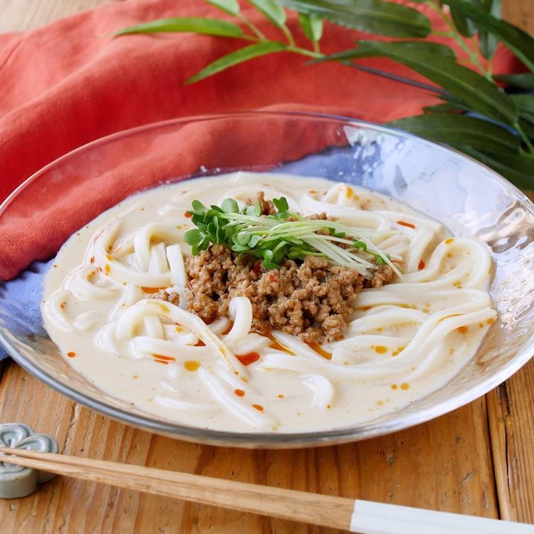 すぐできて簡単コク旨！めんつゆ入り豆乳うどんのレシピぎんもく食堂のごはん日記