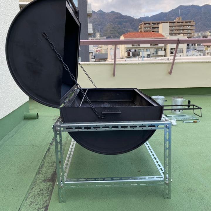 日本製 ドラム缶バーベキューコンロ Aセット高脚4本 火バサミ45cm付ドラムカンバーベキューコンロドラム缶BBQコンロ