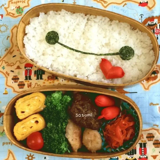 ベイマックス&ベイマックス2.0🍎 キャラ弁 ベイマックスキャラ弁 お弁当 幼稚園弁当 お弁当記録 ディズニーキャラ弁 ベイマックス 男の子 弁当 年少 obento obentogram baymax