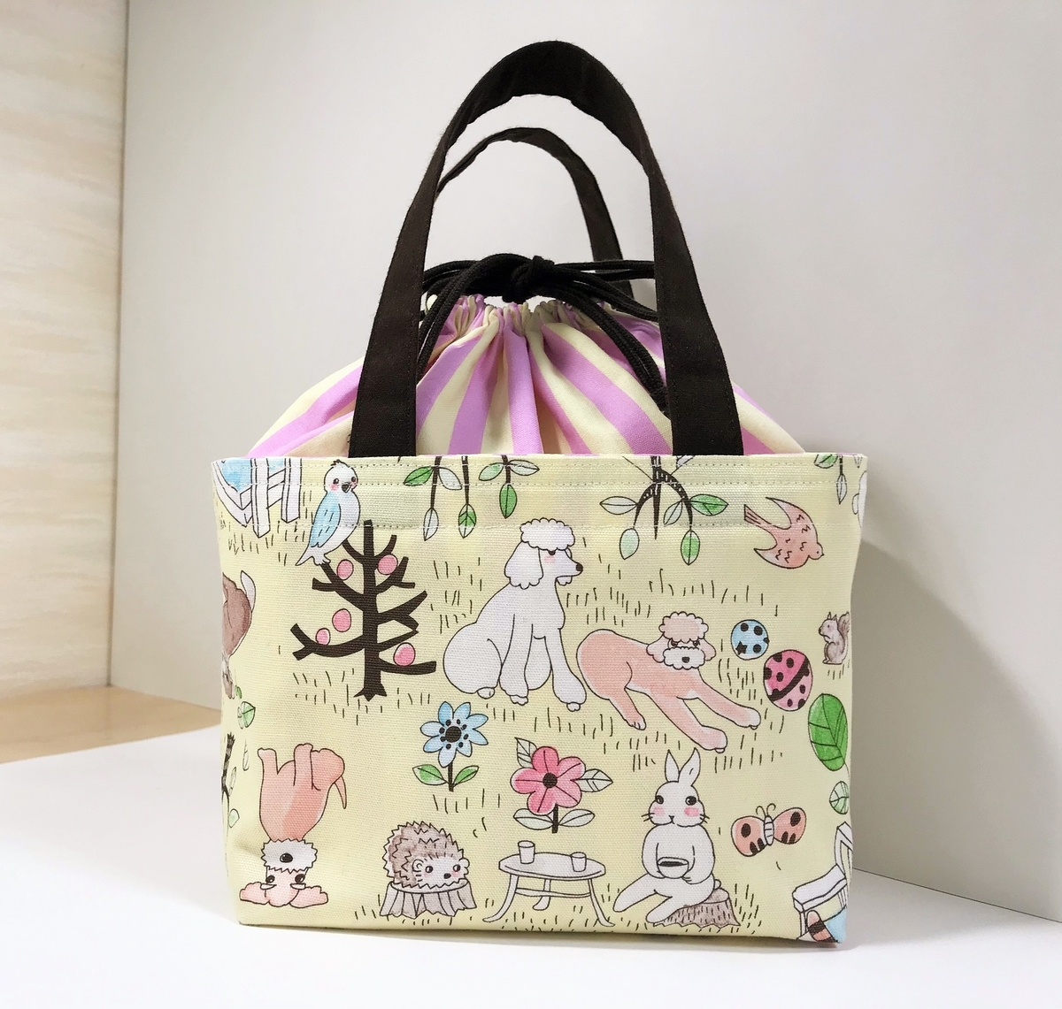 まんまるりぼんのお弁当袋の作り方丸型サイズのお弁当袋簡単ハンドメイドレシピHow to make a lunch boxcover DIY sewing handmade 簡単に作れる布小物