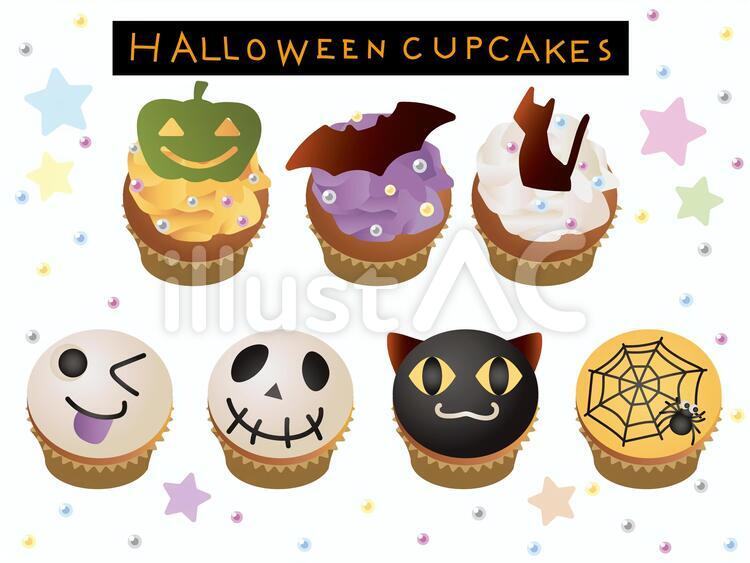ハロウィンのカップケーキイラスト