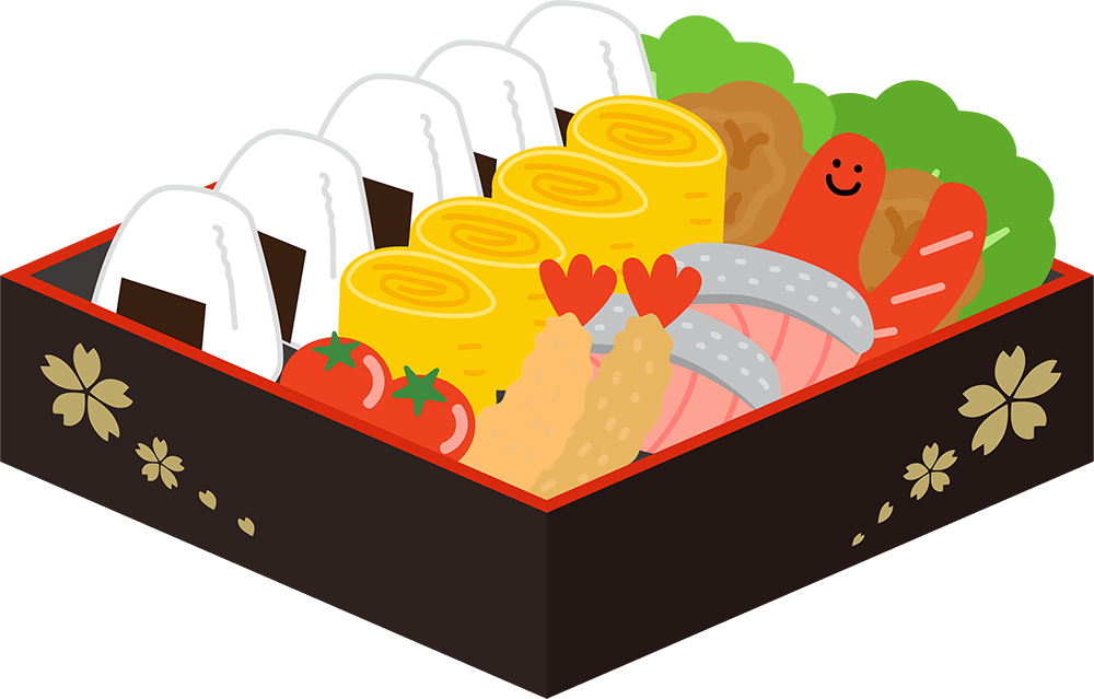 黒い重箱に入ったお弁当のイラスト - ONWAイラスト