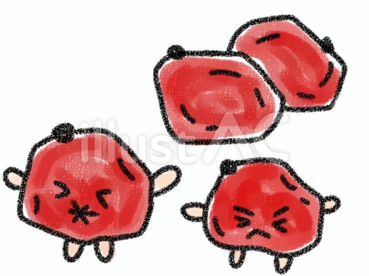 梅干を食べているおばけの無料 フリー イラストかわいい手描きの無料素材「てがきっず」保育園・小学校・介護施設にぴったりのフリー素材イラスト