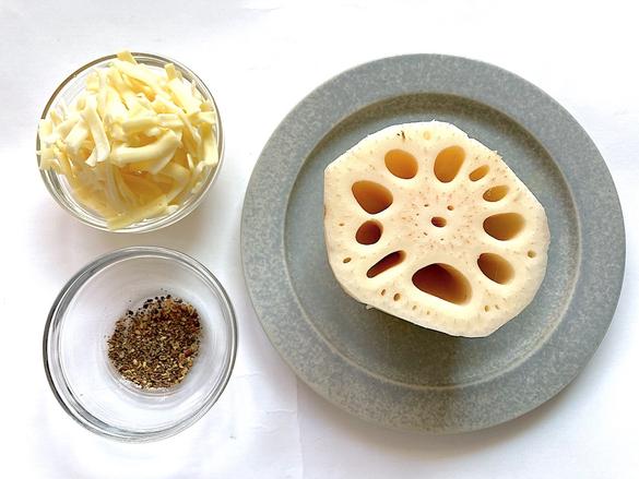 1分レシピ れんこんとチーズのガレット～シャキシャキでとろける～ 作り方は説明で