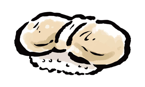 寿司ホタテイラストのフリー素材イラストイメージ
