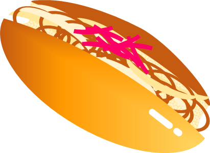 焼きそば パンイラストのフリー素材イラストイメージ